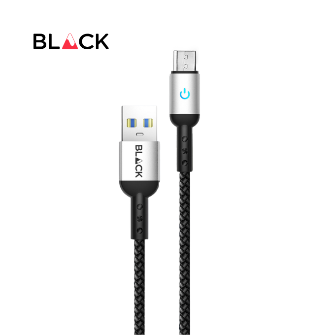 BLACK Cable Strong&Fast Nylon USB A to micro, 25000+bend, LED, 1.2m, 1Yr warranty BLACK Cable Strong&Fast Nylon USB A to micro, 25000+bend, LED, 1.2m, 1Yr warranty